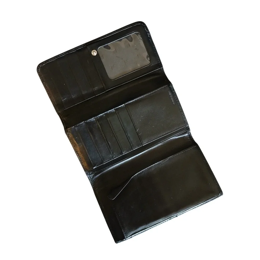 Kenneth Cole New York Black Genuine Leather Clutch Wallet -Credit Cards Ect #906